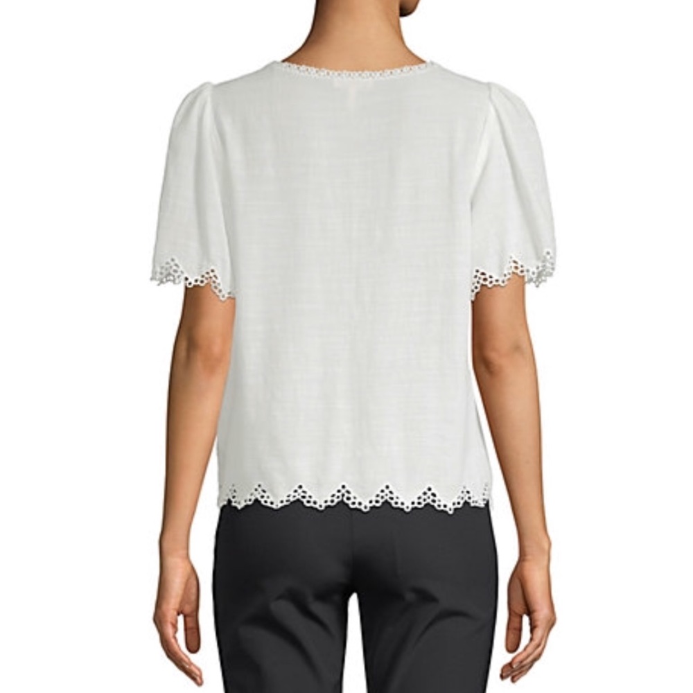 Rebecca Taylor Embroidered Eyelet White Top Sz 6 - Picture 2 of 3